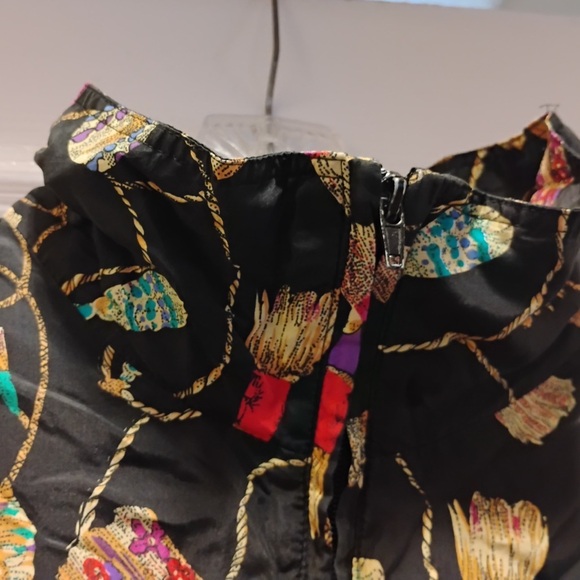 Vintage Rhoda Lynne Jacket Tassel Print Silk Full Zip Windbreaker 80s Size M - Picture 4 of 8